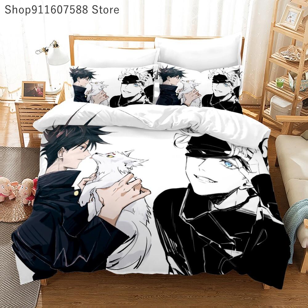 Japonské Anime Jujutsu Kaisen Ložní Souprava Queen King Double Povlak na Přikrývku a Povlak na Polštář Dekorace pro Děti Měkký Domácí Textil