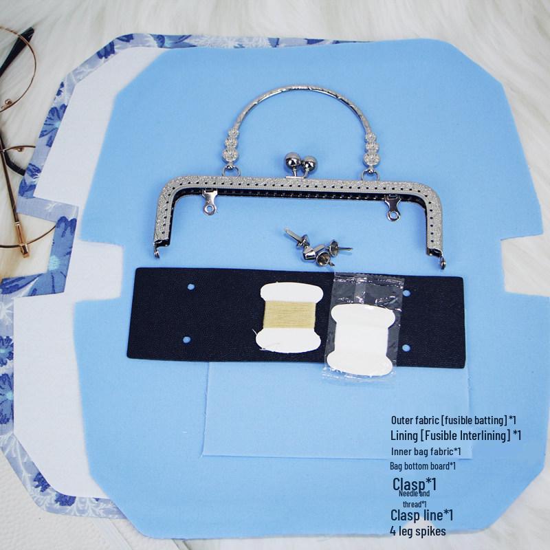 Short Style Handbag Material Kit - Handmade, Multiple Styles, Square Clasp Bag, Includes 20 Needles