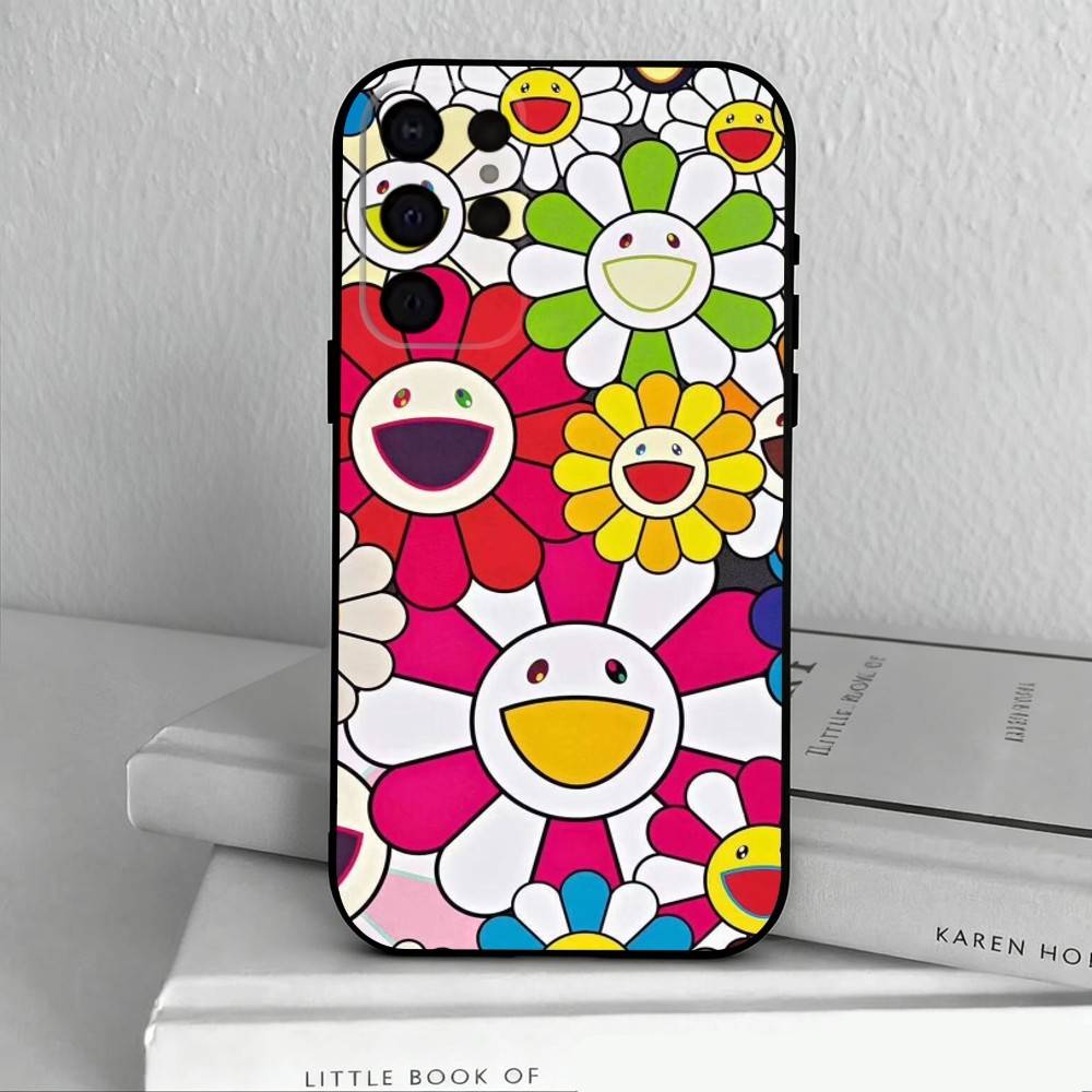 Takashi M-Murakamis F-Flowers  Phone Case For Samsung S25,S24,S21,S22,S23,S30,Ultra,S20,Plus,Others Soft Black Cover