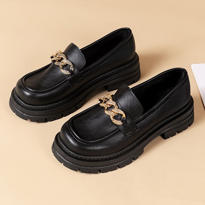 

Женские туфли Мэри Джейн, туфли-лодочки в стиле Лолиты, женские лоферы на платформе, винтажные однотонные кожаные туфли-оксфорды без шнуровки с металлической пряжкой 38 чёрный