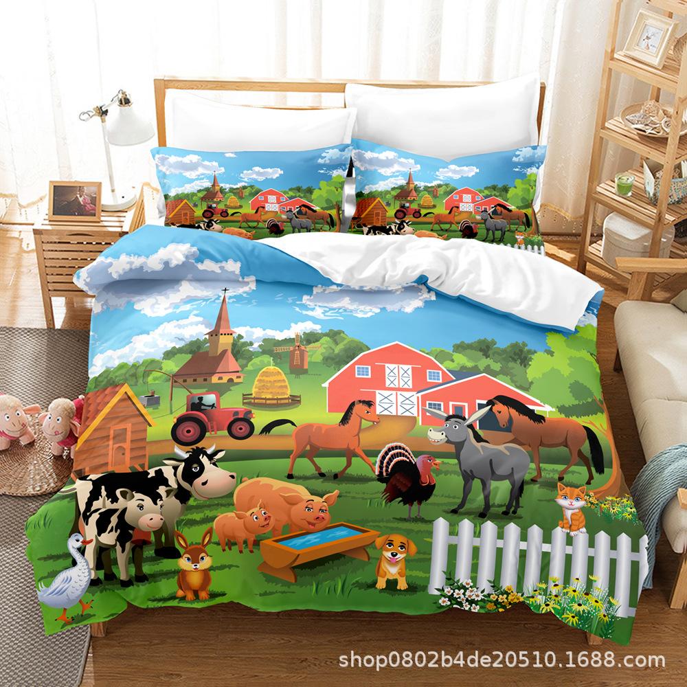 

Home Textile Illustration Printing Three-Piece 3D Digital Sheet Bed Quilt Kit quilt cover 90 * 190 pillowcase 50 * 75 * 1