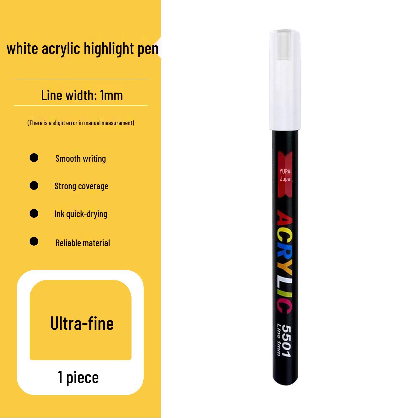 Waterproof White Acrylic Marker Pen for Highlighting and Sketching on Black Card