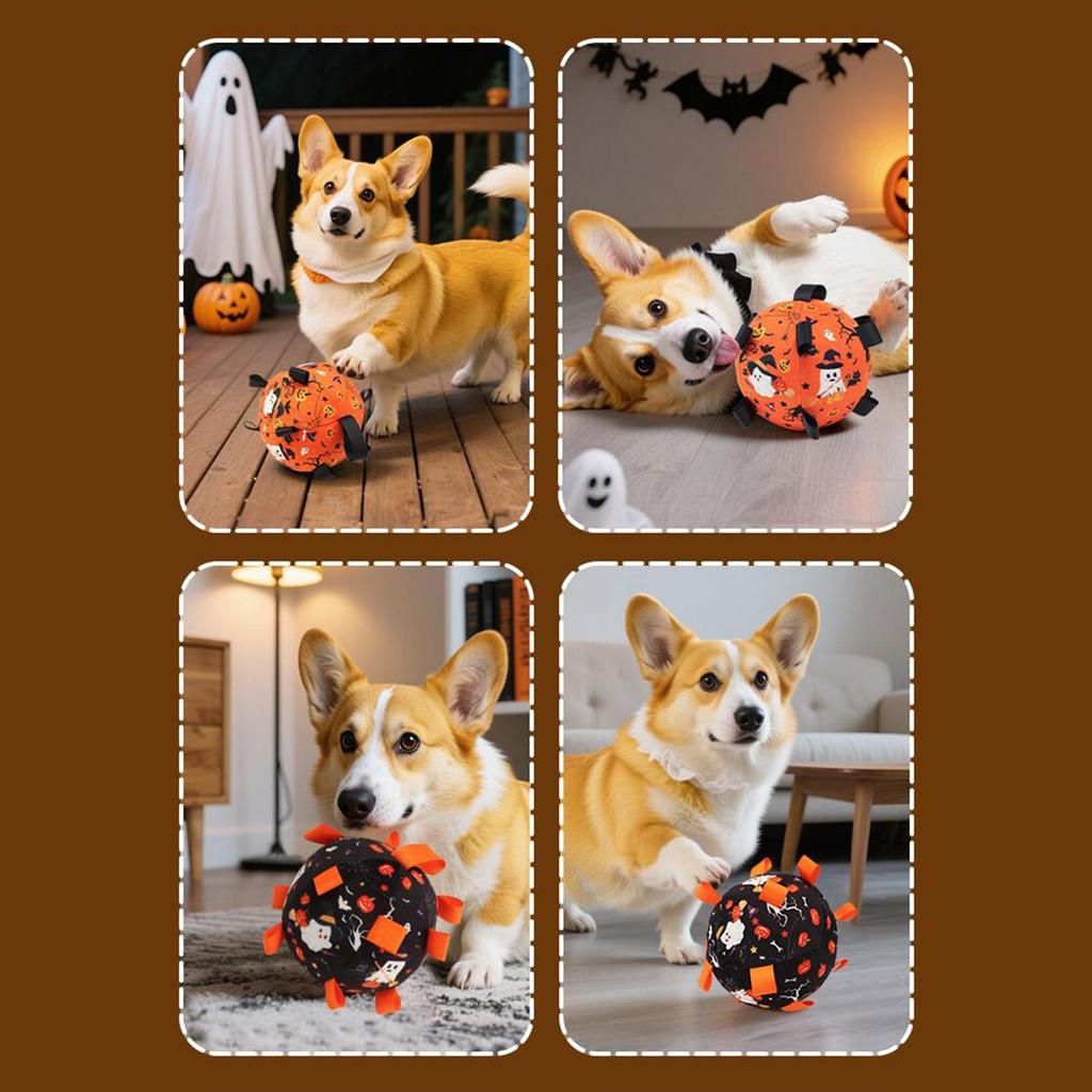 Soccer Ball For Dogs Halloween Pet Soccer Ball Aggressive Chewing Interactive Toy For Training Chasing Teething Hunting Outdoor