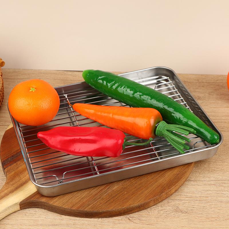 Stainless Steel Baking Pan Tray With Wire Rack Cake Baking Bbq Pan Tray Removable Cooling Rack Oven Cooking Grilling Tool