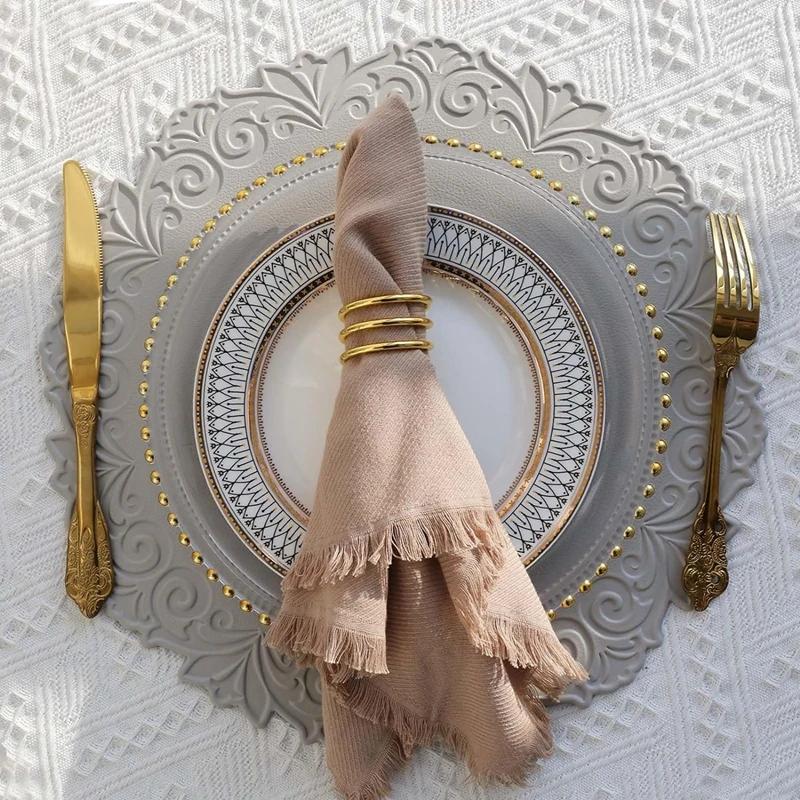 1/1/6PCS Table Placemats Round Kitchen PU Faux Leather Table Mats Non-Slip Table Pad Mats Party Christmas Decoration Green 18cm