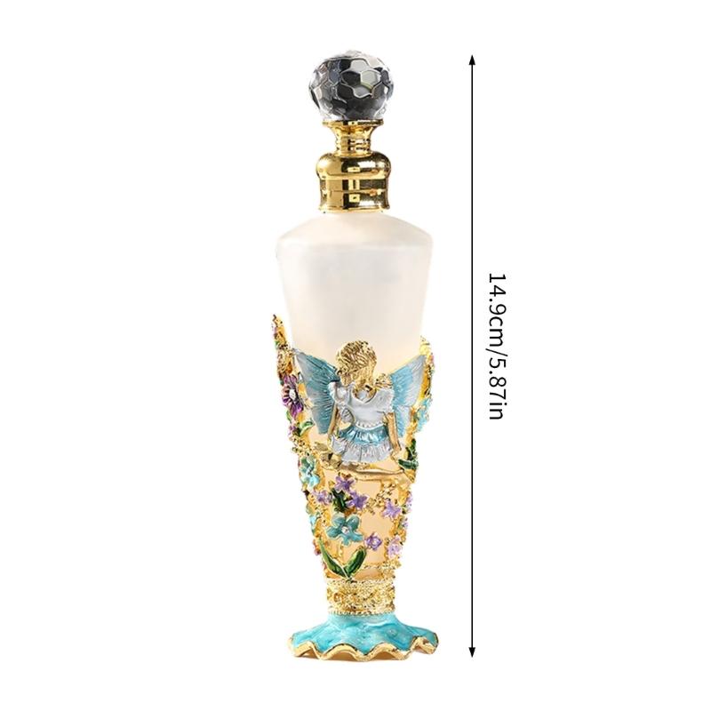 Artistic Conical Shape 25ml Empty Perfume Bottle Glass And Zinc Alloys Featuring Enamel Design