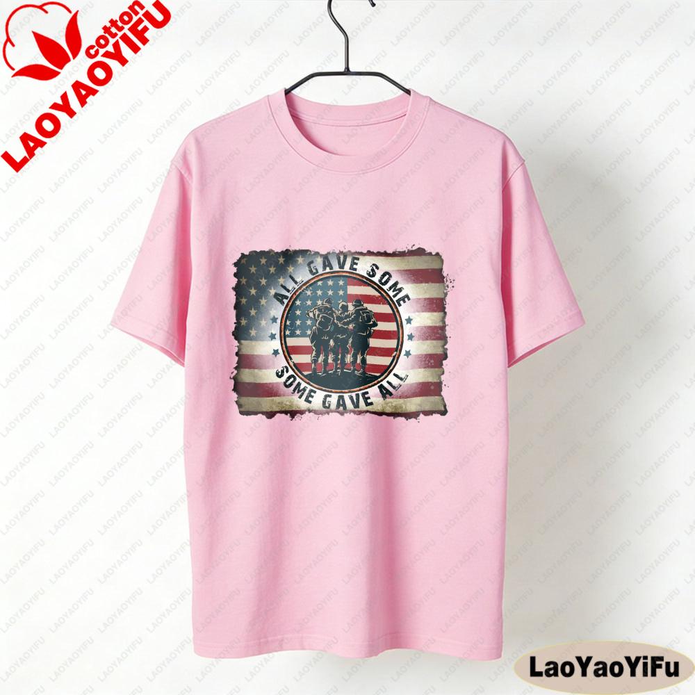 Military USA Tee All Gave Some Some Gave All Army Veteran Gift Women Round Neck Clothes Shortsleeved Ropa Mujer Tops