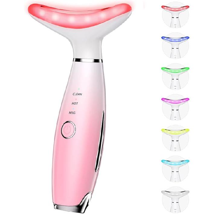 7 Color Galvanic Machines - Red Light Therapy for Face and Neck, Face Massager Tool for Wrinkles, Double Chin, Vibrating Facial Massager with