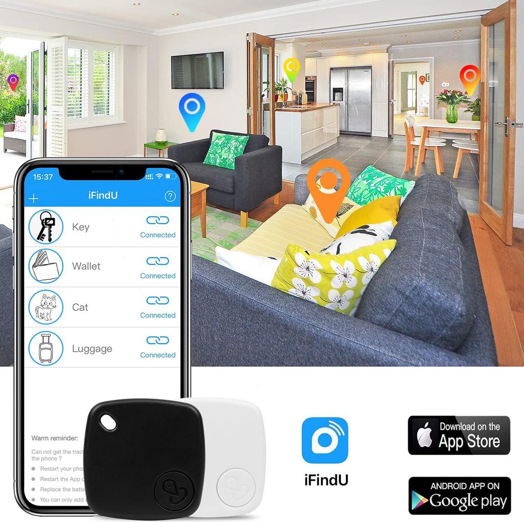 Two-Way Bluetooth Locator: Anti-Lost Alarm for Wallet, Keys, Phone, & Car Keychain.