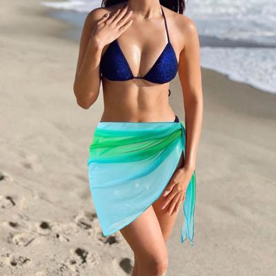 Yousheng Beach Sheer Cover Up Skirt Gradient Color Chiffon Bikini Wrap Versatile Scarf Swimwear Shawl Sunscreen Cover Up