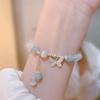 Aquamarine Cat's Eye Crystal Butterfly Bracelet with Sterling Silver and Tassel