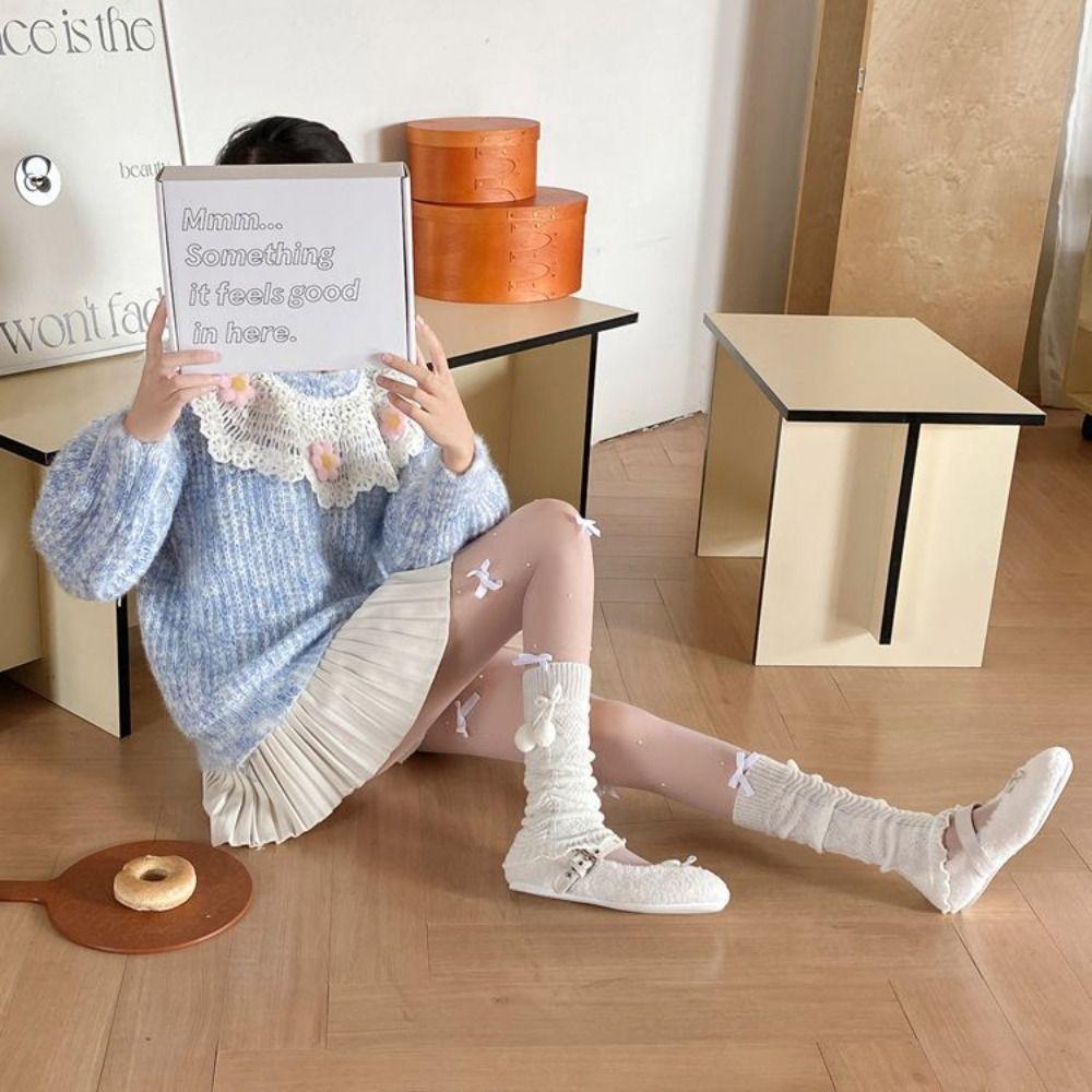 Knitted Thigh Socks Warm Thermal Long Stockings Cute Foot Covers Cold Weather