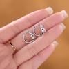 Genuine S925 Sterling Silver Double Diamond Moissanite Earrings Plated In 18K White Gold - Light Luxury Cold Style Hoops & Studs