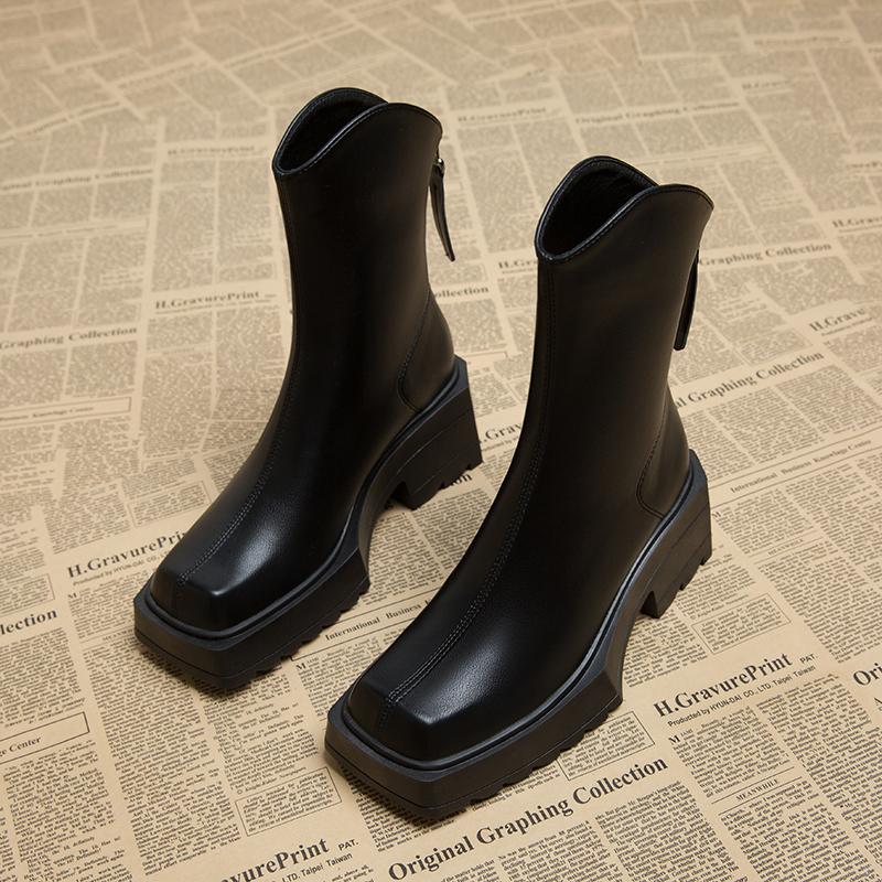 Fashion Autumn Winter Vintage Thick Heel Women Knee High Boots Fashion Square Toe Stripper Party Shoes Zapatos De Mujes