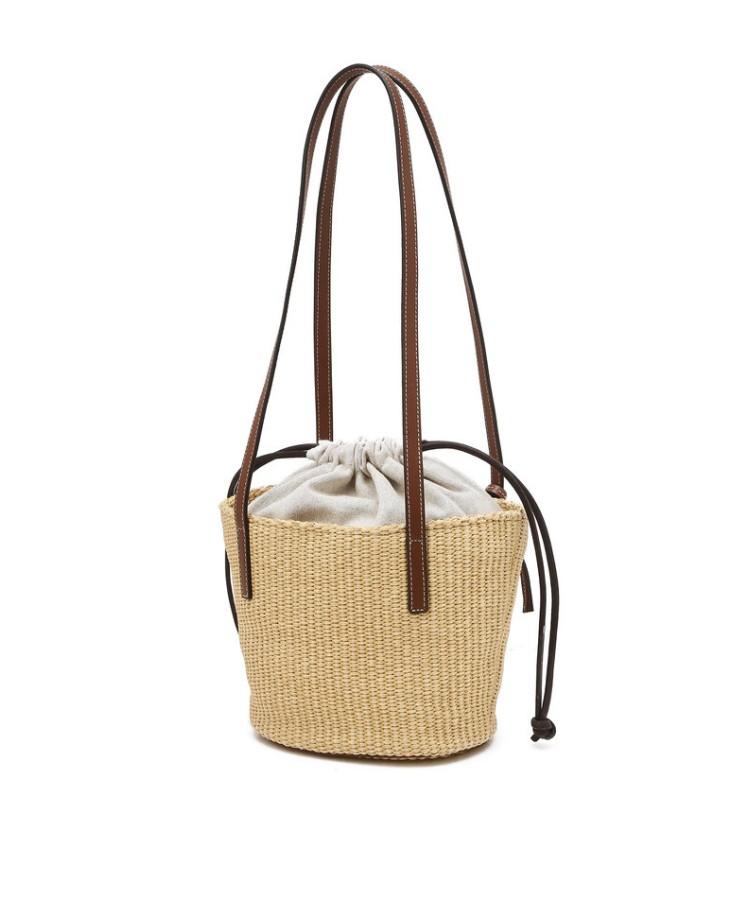 Athe Vanessabruno Beige Raffia Shoulder Bag S Aaba6F802W2