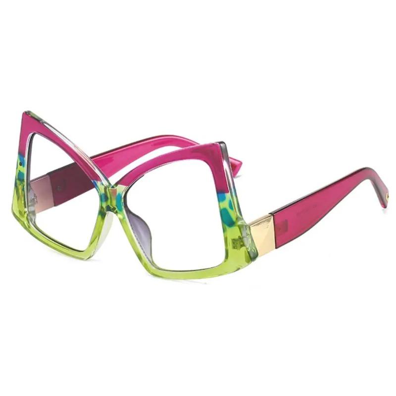 Fashion Polygon Big Frame Anti Blue Light Glasses Women Prescription Myopia Retro Men Green Yellow Eyewear