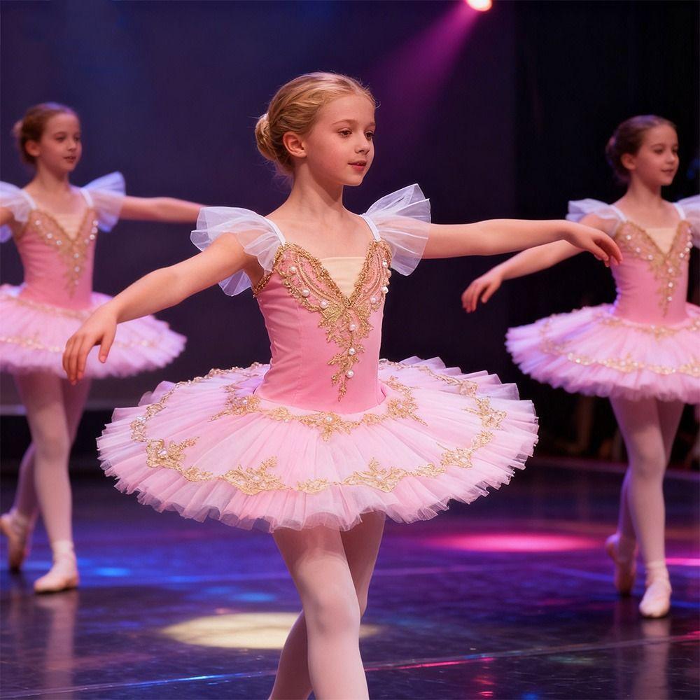 Perlové dětské baletní šaty Moderní oblečení na vystoupení Módní princeznovské šaty Děti Dívky