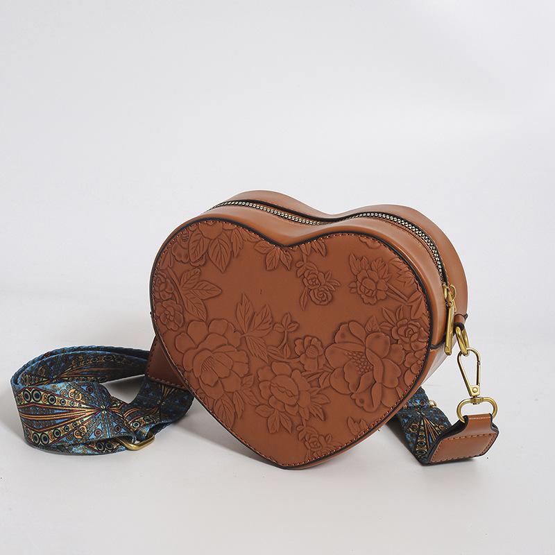 Portamonete Retro Leggero da Donna Pacchi Carino a Forma di Cuore Ecopelle Borsa a Tracolla con Cinturino Regolabile Cartella a Spalla Zaino per Donne