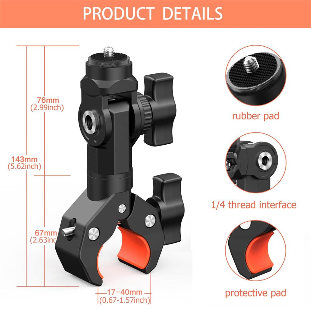 Motorcycle Handlebar Camera Mount Holder Clamp For Bike Bicycle UTV Adjustable