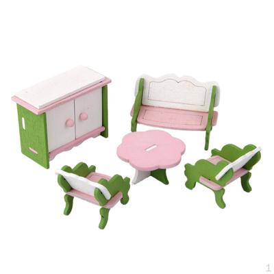 Colorful Hand Painted Dollhouse Miniature Room Furniture Set