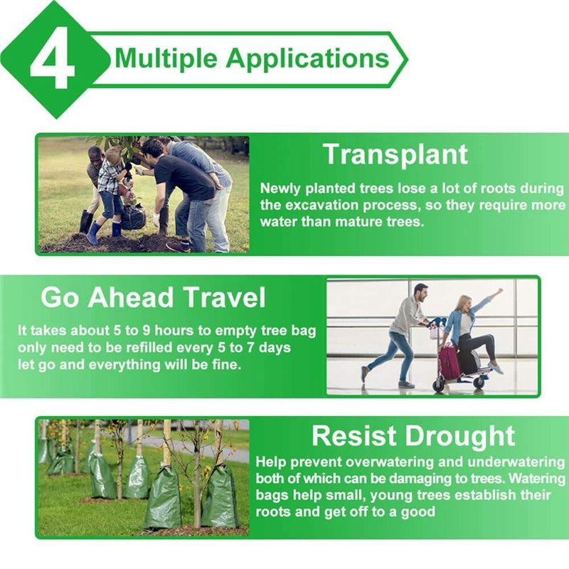 A27F-Tree Watering Bag-2 Pack 20 Gallon-Zipper Closure Automatic Irrigation System For Plants Trees Release