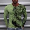 2023 Autumn Plus Size O-Neck Long Sleeve T-shirt Men's Clothing Men's T-shirt 3D Animal Print Top Casual Street Vintage T-shirt