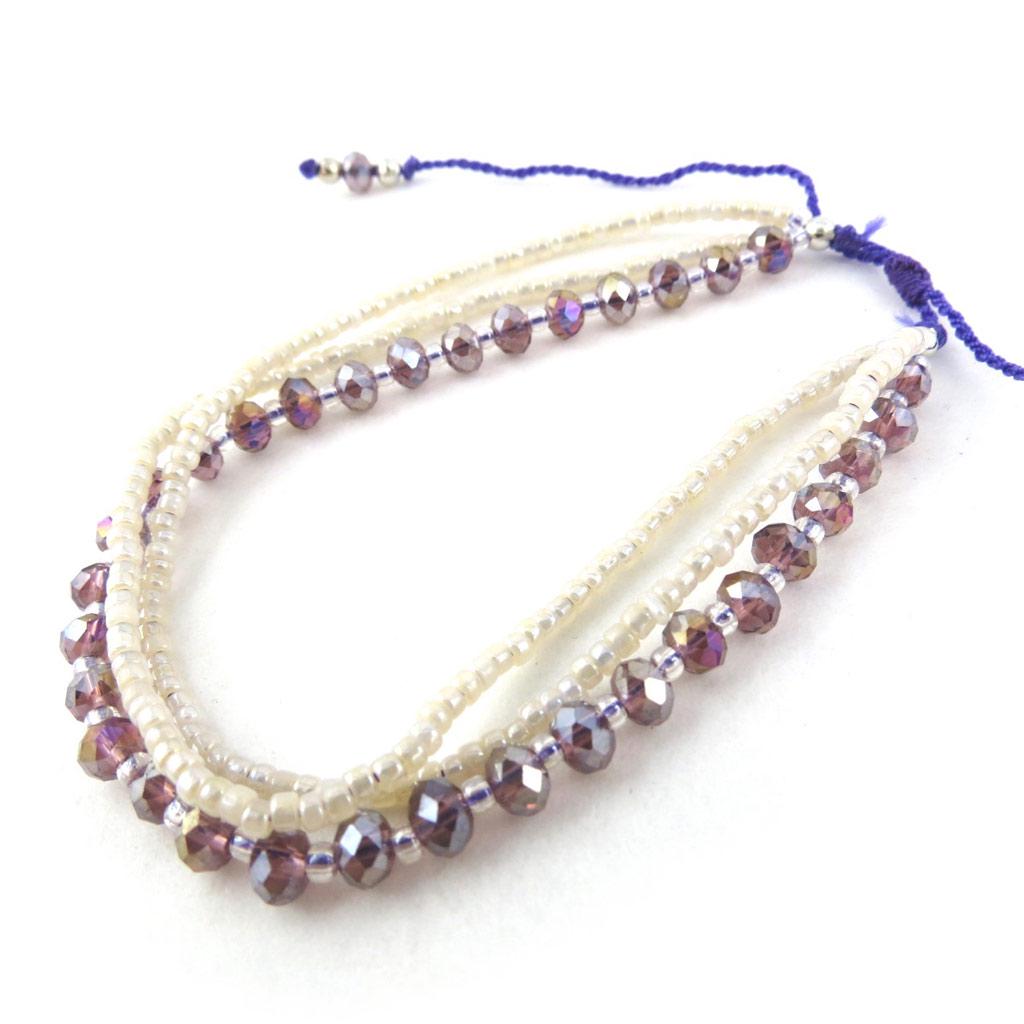 Les Trésors De Lily [N1110] - Bracelet ethnique 'Kilimanjaro' blanc violet