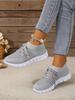 Fashion New Women Casual Flats Ladies Sport Shoes Woman Slip on Lace-Up Shoes All Color Chunky Sole Fashion Fly Knitting Mesh Shoes