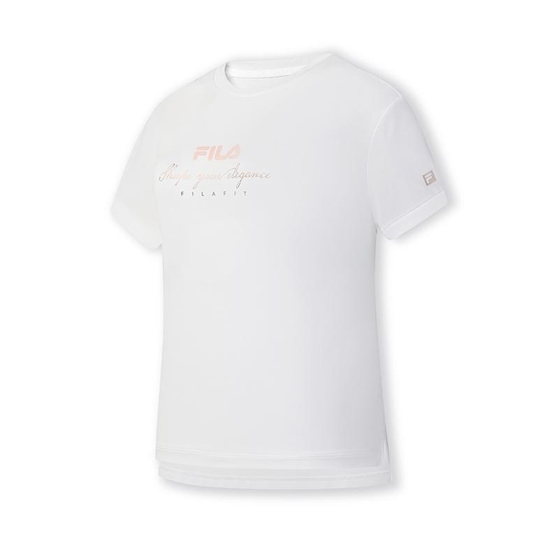 Fila Fitness Versatile Comfortable Casual Sports Simple Skin-Friendly Short Sleeve T-Shirt Women T-Shirts Jade-White A11W521107F-WT