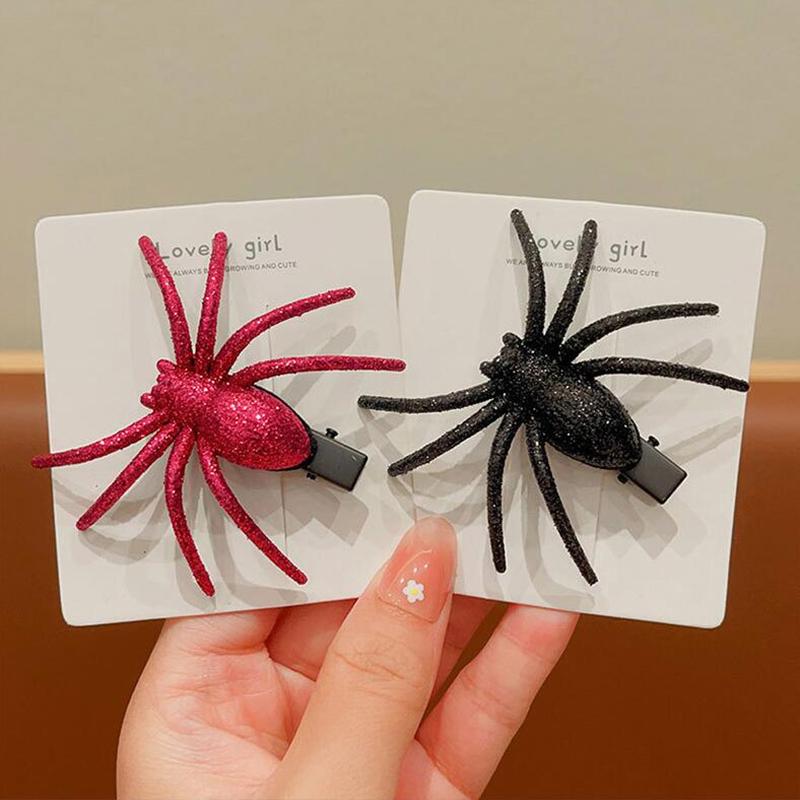 1Pc Ghost Cosplay Supply Black Spider Hairpin For Home Halloween Party Girl Hair Clip Barrettes Hair Accessories Party Supplies