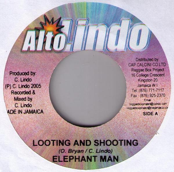 

7-дюймовая пластинка ELEPHANT MAN / CHARLIE X - Looting And Shooting / Vanity LS001 Alto Lindo 2005 Ямайка Регги, Ска и Даб Б/У