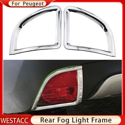 2 Stück ABS Chrom Auto Hinten Nebelscheinwerfer Lampe Rahmen Dekoration Aufkleber Abdeckung Zierleiste für Peugeot 2008 2014-