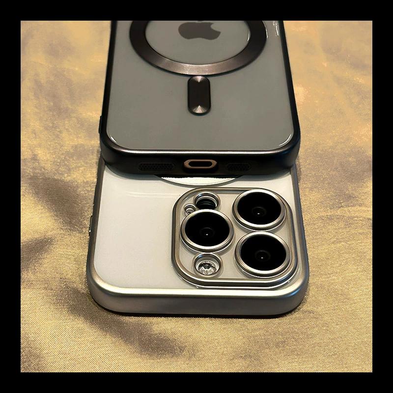 Luxury For Magasfe Wireless Charging Magnetic Case for iPhone 15 14 Plus 13 12 11 Pro Max Matte Plating Clear Soft Silicon Cover