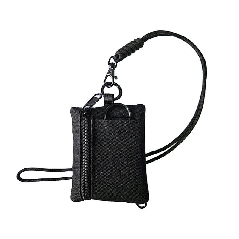 Pánská venkovní malá taška na krk s držákem na karty, mincovníkem, držákem na klíče, kapsou na Bluetooth sluchátka a šňůrkou pro studenty a seniory