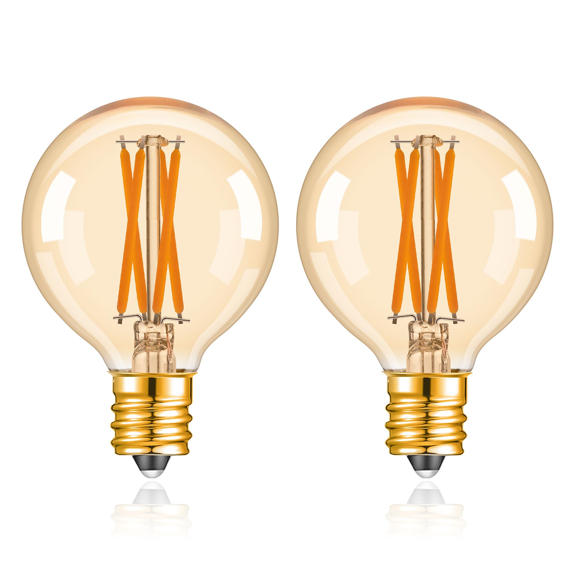 

E17 LED Edison Light Bulb Dimmer Compatible 4W to 40W 2700K Bulb Color Filament Light Bulb 340lm Brown Retro G50 Mini Ball Bulb PSE Certified Pack of