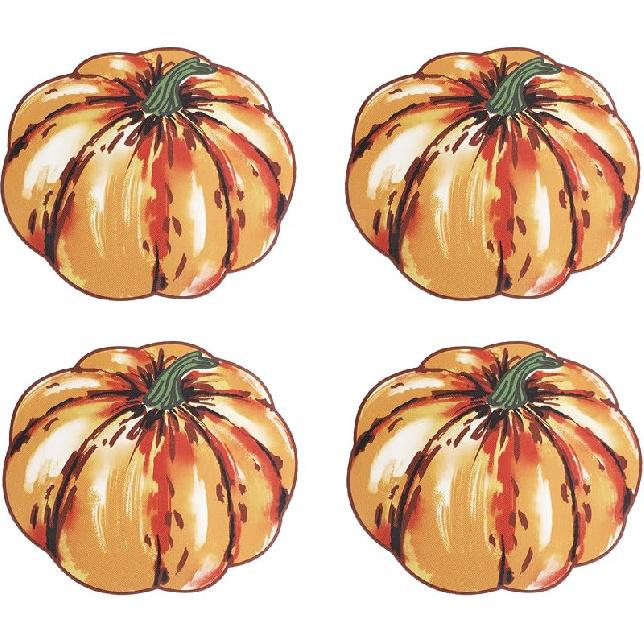 OWENIE Fall Placemats Set of 4, Autumn Printed Pumpkin Textured Fabric Place Mats for Kitchen Dining Table,Thanksgiving Harvest Halloween Holiday