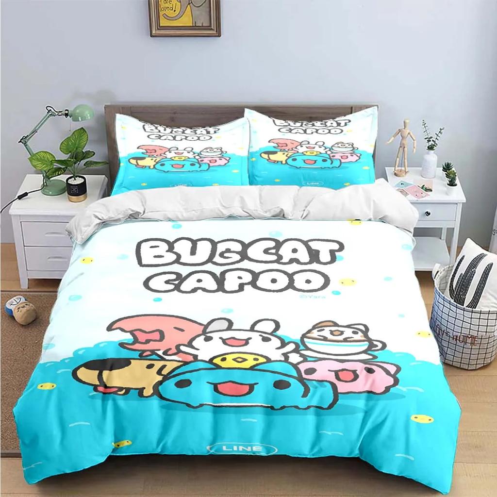 Fashion Cartoon B-Bugcat Capoo Pattern Bedding Set Duvet Cover Comforter Luxury Birthday Gift Bed Supplies