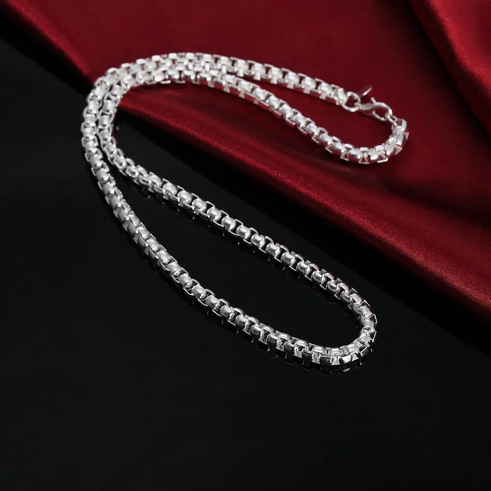 45-60cm 4MM Round Box Chain   Copper Necklaces for Men Woman Boy Fashion Jewelry Party Christmas Gifts