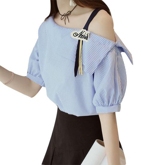 

Женская полосатая туника с рукавом три четверти, на одно плечо, свободного кроя, для ношения под низ, топ-блузка-рубашка XL