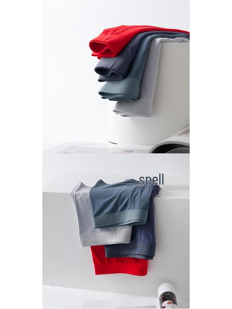 Herren Nahtlose Boxer Briefs: Maulbeerseide & Modal, Mittelhohe Taille, Unifarben