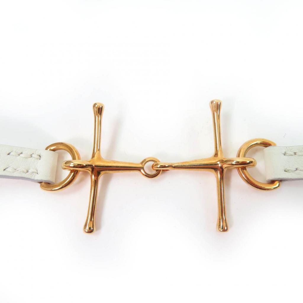Excellent HERMES Bracelet Mole Bracelet White Leather Women Used