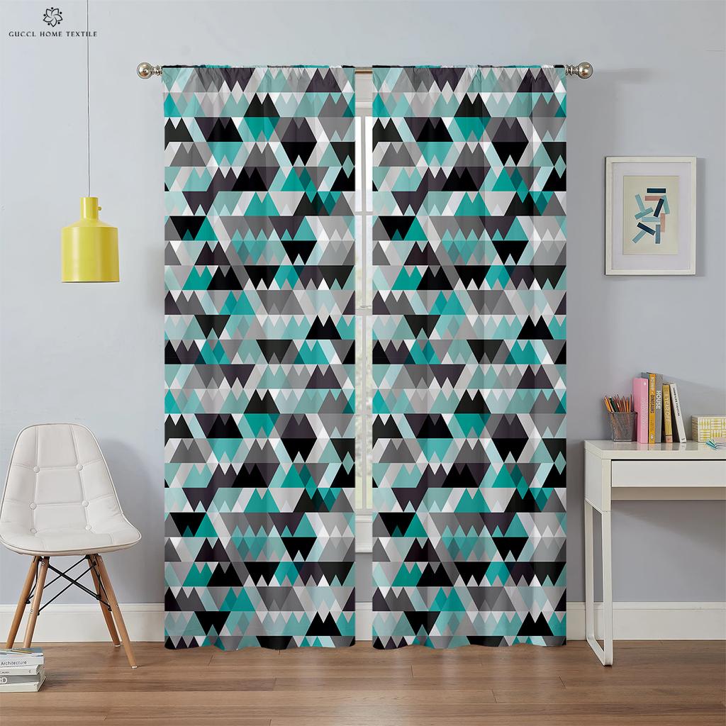 Simple Geometric Creative Pattern Curtain Rod Pocket Decorationation Modern Home Decoration Bed Room Living Area Kitchen Quality