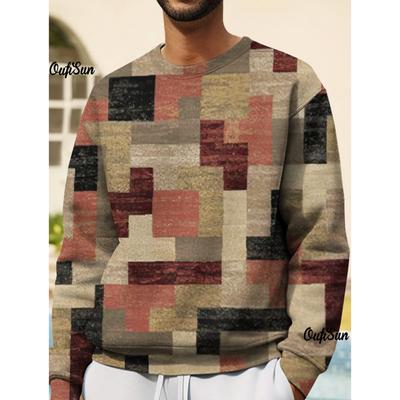 Vintage Sweater For Men Long Sleeve Tops 3D Patchwork Graphic Clothing Oversized Size Autumn Apparel O Neck Pullover Men Hoodies