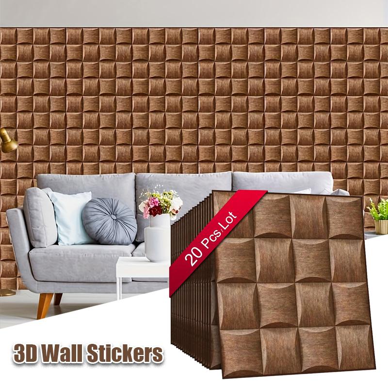 20PC Detachable Wall Tiles Waterproof Brick Stone Kitchen Wall Panels Living Room Peel and Stick 3D Brown Wallpaper Hotel
