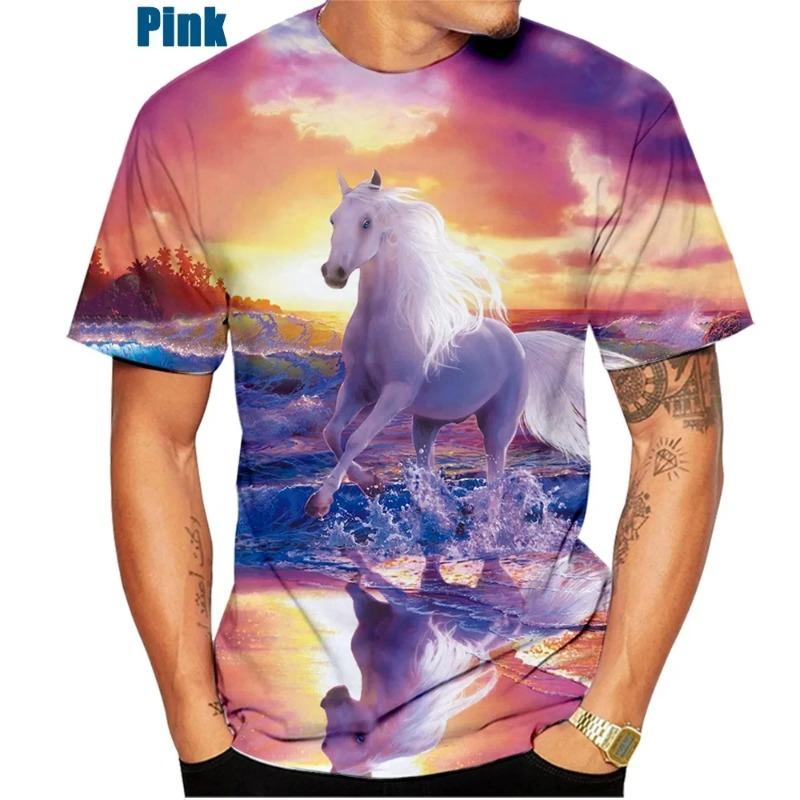 Animal Horse Creative Print 3D Print Summer O-neck T Shirt Fashion Casual Boys Girls Kawaii Tshirt Tops Unisex Clothing