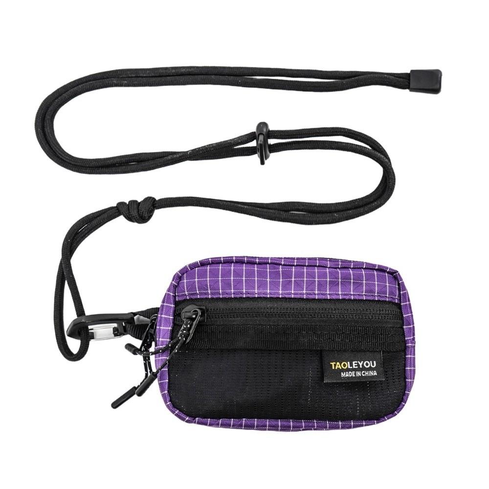 Lightweight Grid Fabric Storage Bag Zipper Closure Card Holder Bag  Outdoor Hiking