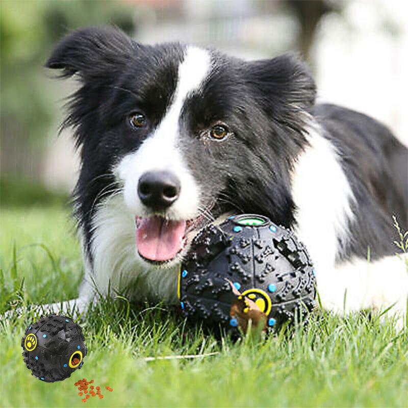 Dog Cat Pet Giggle Ball Tough Treat Sound Activity Training Squeaky Chew Fun Toy