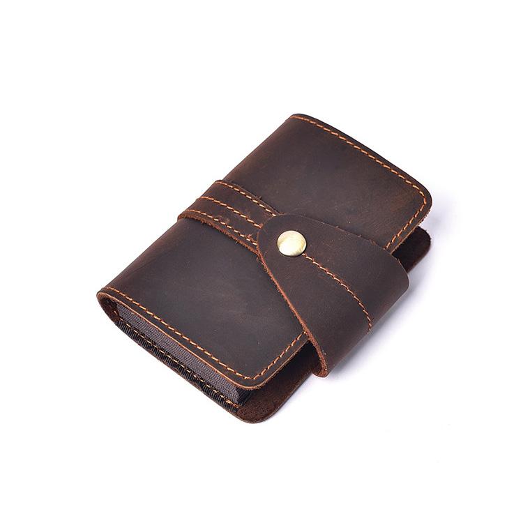 Portacarte in Pelle Bovina per Uomo Stile Vintage Portafoglio per Carte di Credito