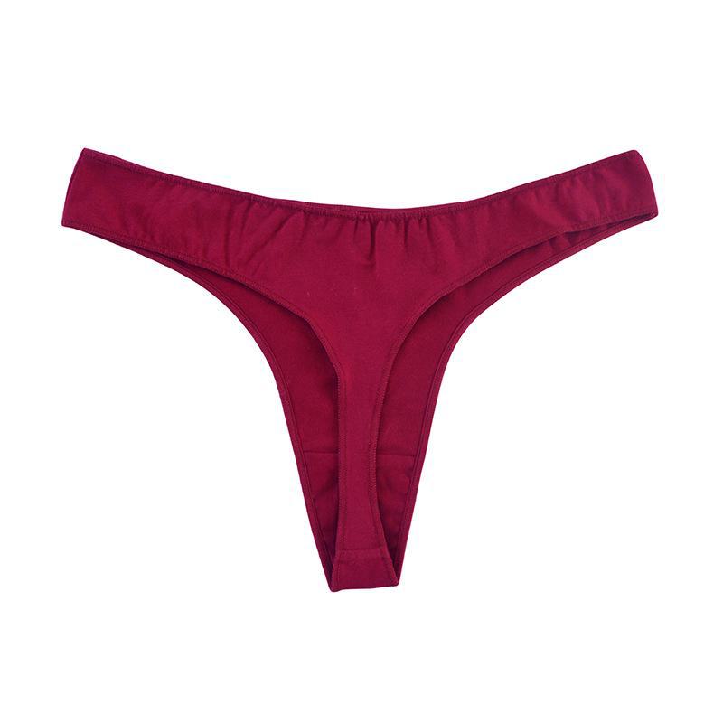 Women's Breathable Solid Color Cotton Thong - Large Size Sexy Sports Underwear