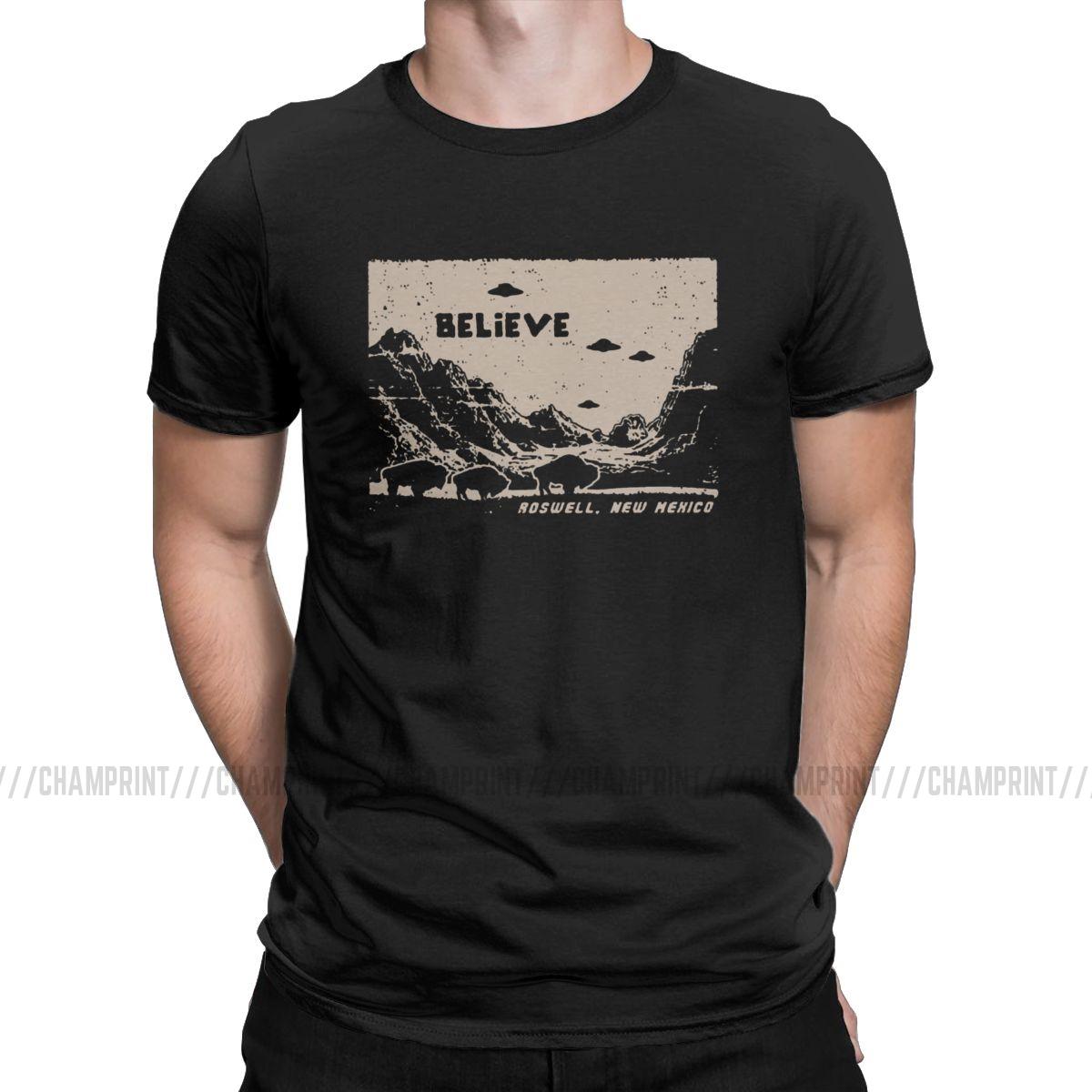 Ufo Flying Saucer T Shirts For Men Pure Cotton Funny T Shirt Round Collar I Want M